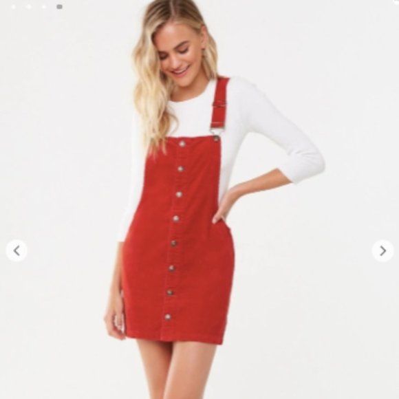 corduroy overall mini dress